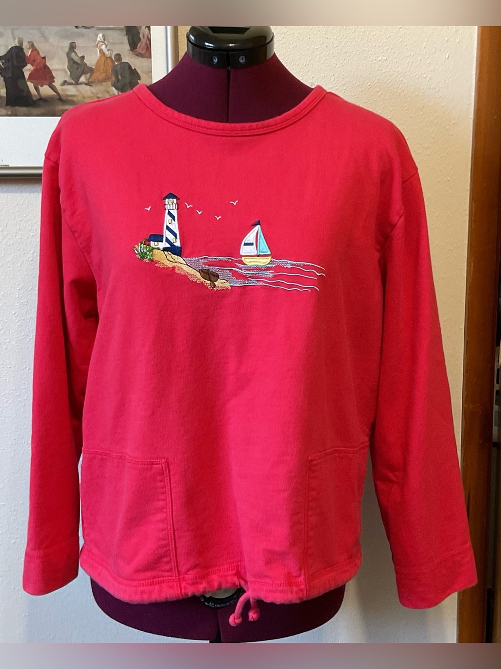 Mandal Bay Red Nautical Pullover Sweatshirt